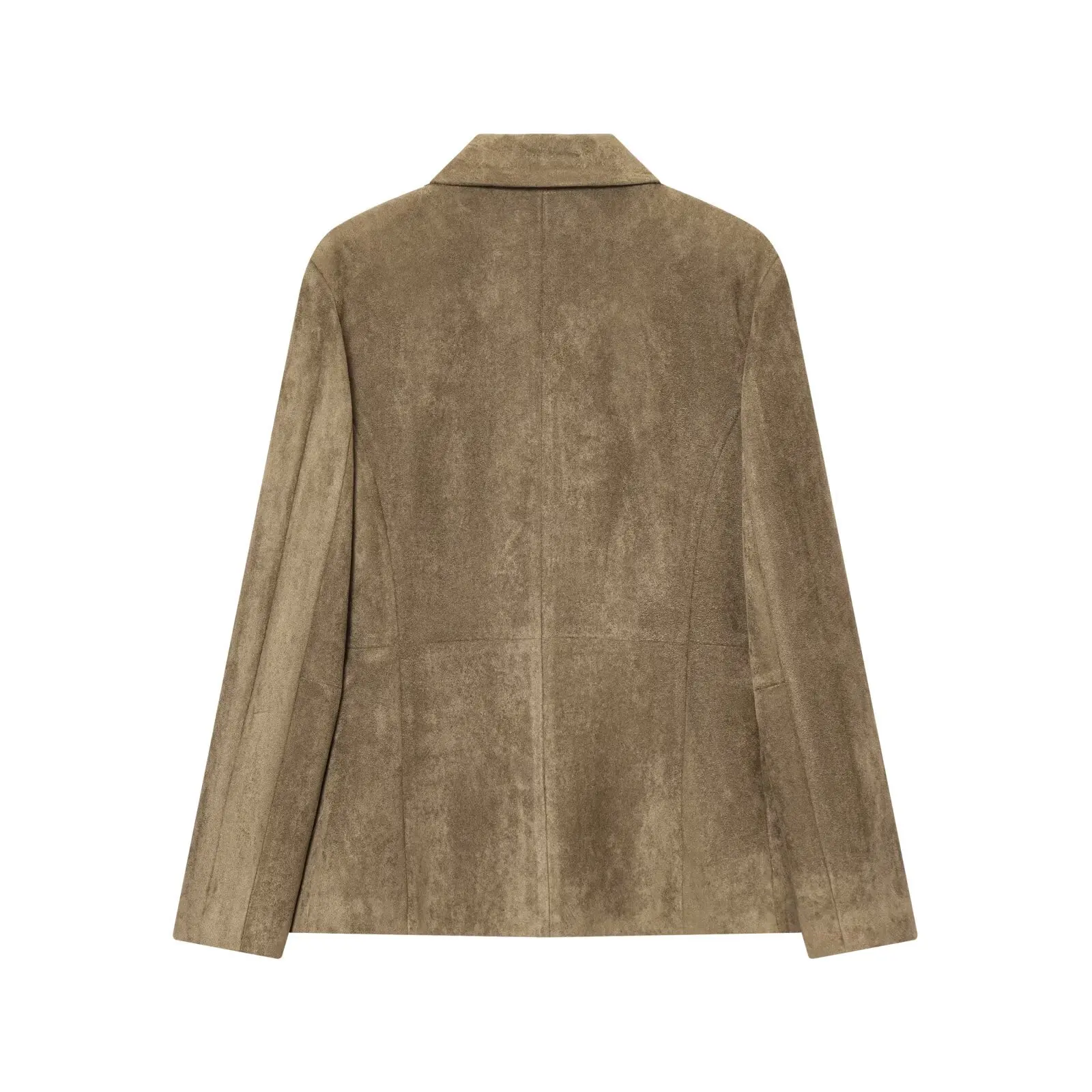 KIDCKRJ 우아한 봄 여성 스웨이드 질감 코트 카키 슈트 칼라 더블 브레스티드 여성 재킷 출퇴근용 미니멀리스트 여성 코트