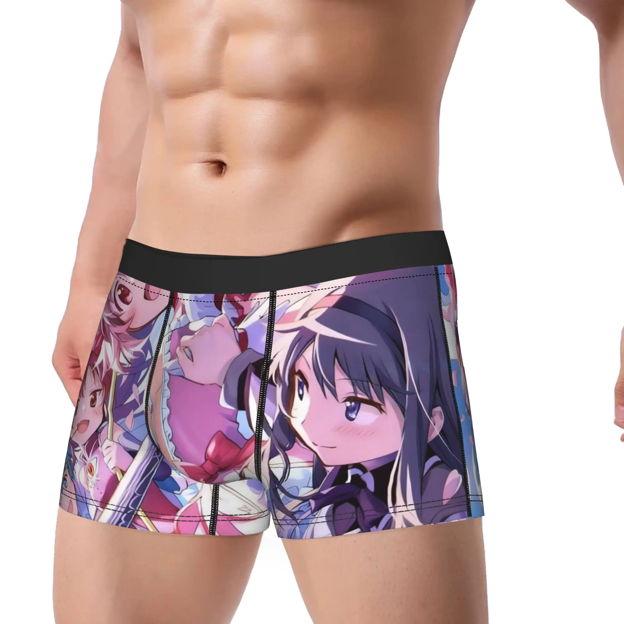 Hot Boxer Comic Cartoon Puella Magi Madoka Magica Shorts Panties Briefs Men's Underwear  Mid Waist Underpants for Homme S-XXL