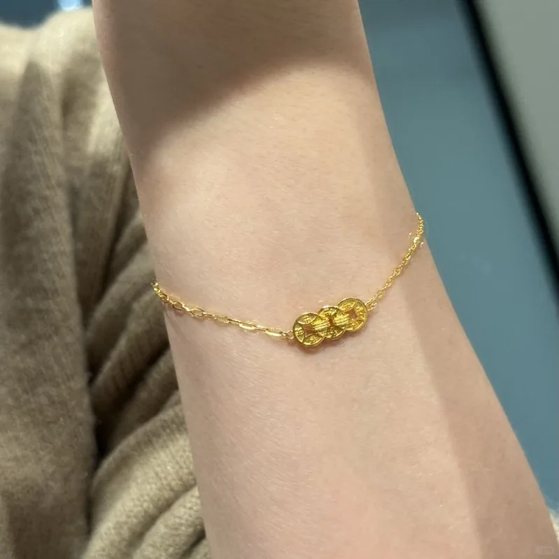 جديد النمط العرقي الصيني خمسة الأباطرة المال الذهب سوار عملة رائعة المرأة المتخصصة تصميم الشعور عالية الإضاءة الفاخرة الشعور يهودي #3