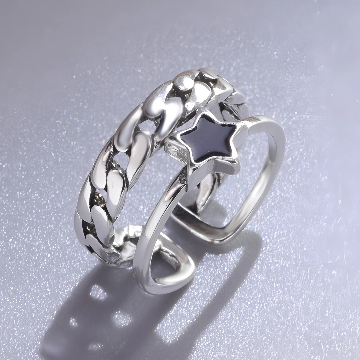 

Sam Panda 925 Sterling Silver Double Skeleton Star Twist Chain Ring For Women Gift Irregular Romantic Jewelry Wholesale