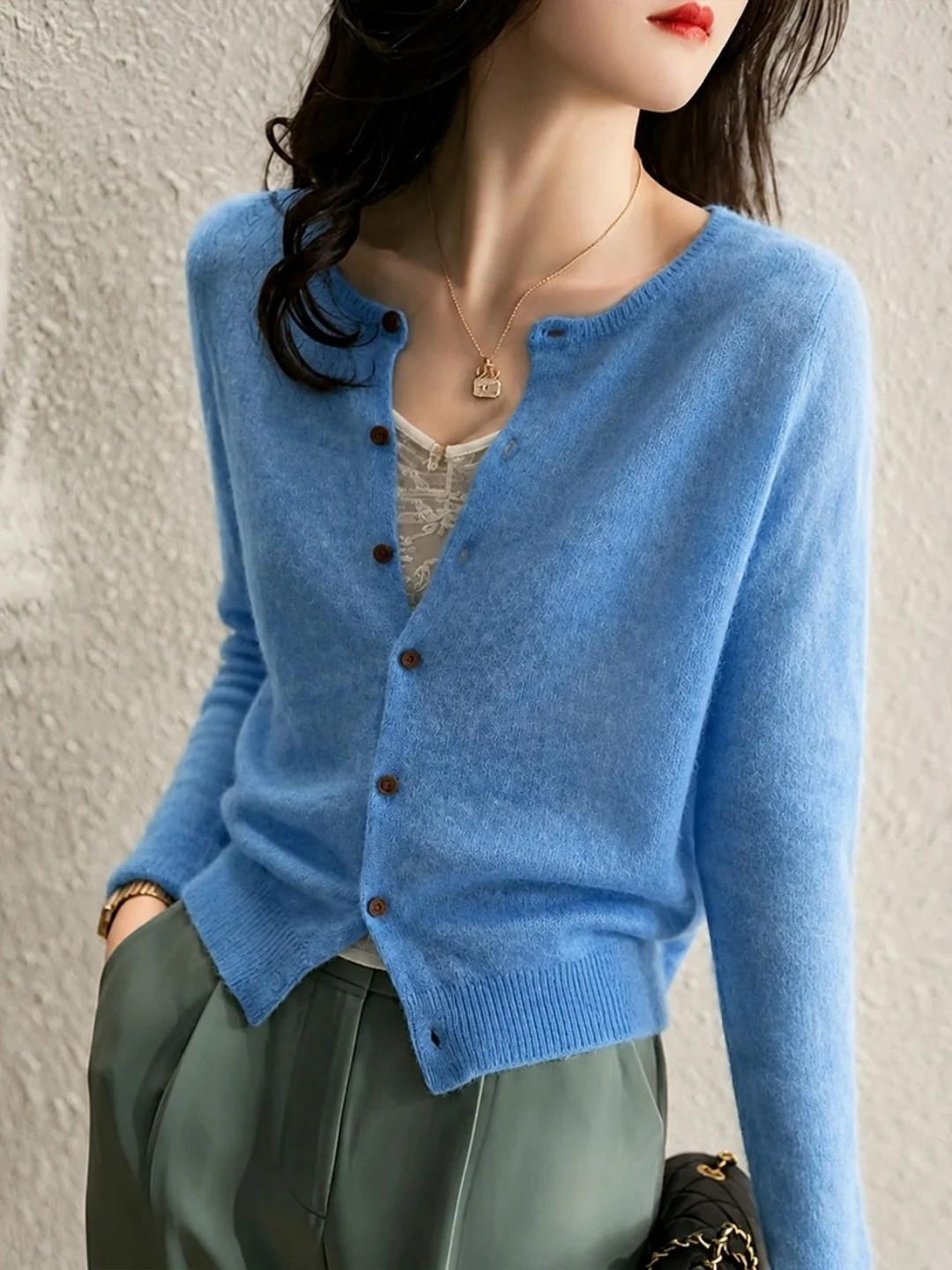 Chic Comfortable Long Sleeve Knitwear Single Button Commute Versatile Slimming Top for Women Elegant Style Straight Cut Silho...