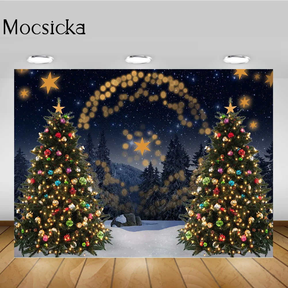 الشتاء غابة الصنوبر الوليد صورة صورة خلفية أشجار عيد الميلاد ليلة الثلج التصوير خلفية السماء المرصعة بالنجوم عيد ميلاد تبادل لاطلاق النار