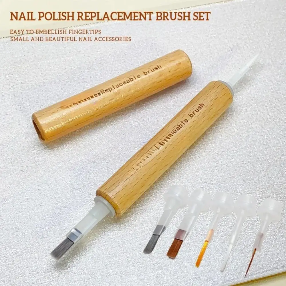 

40/60 шт. мягкая кисть для лака для ногтей с двойной головкой, портативная сменная головка, щетка для пяти стилей, многофункциональная