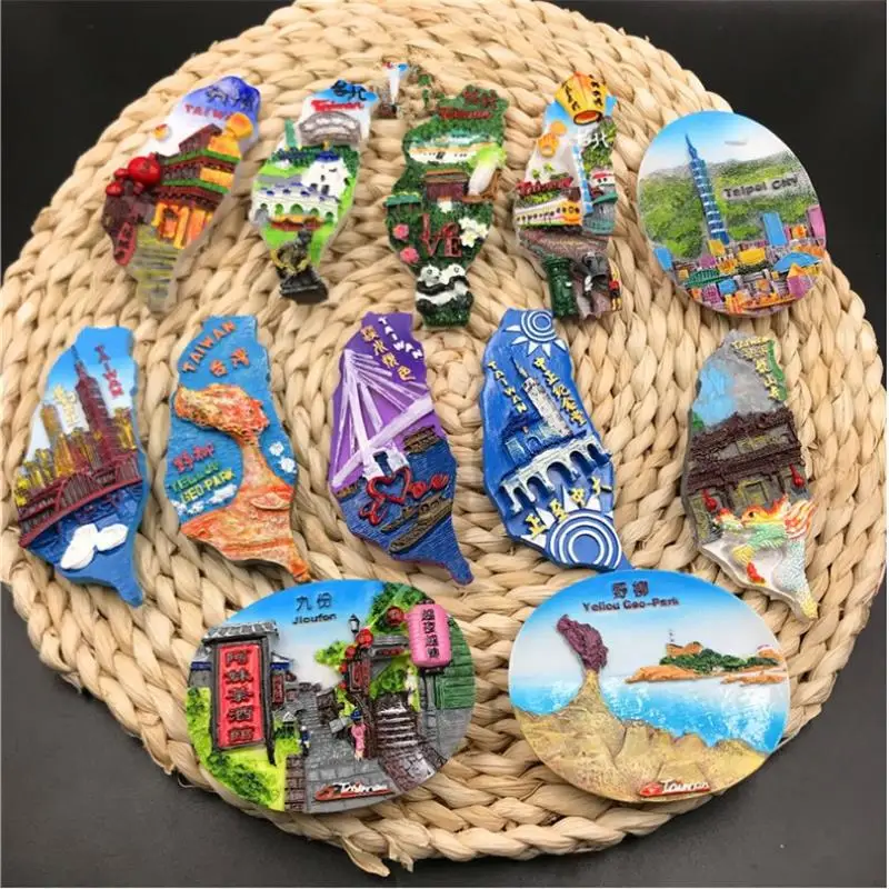 

Resin 3D Fridge Magnets China Taiwan Famous Tourist Souvenir Handmade Craft Travel Magnetic Refrigerator Fridge Sticker