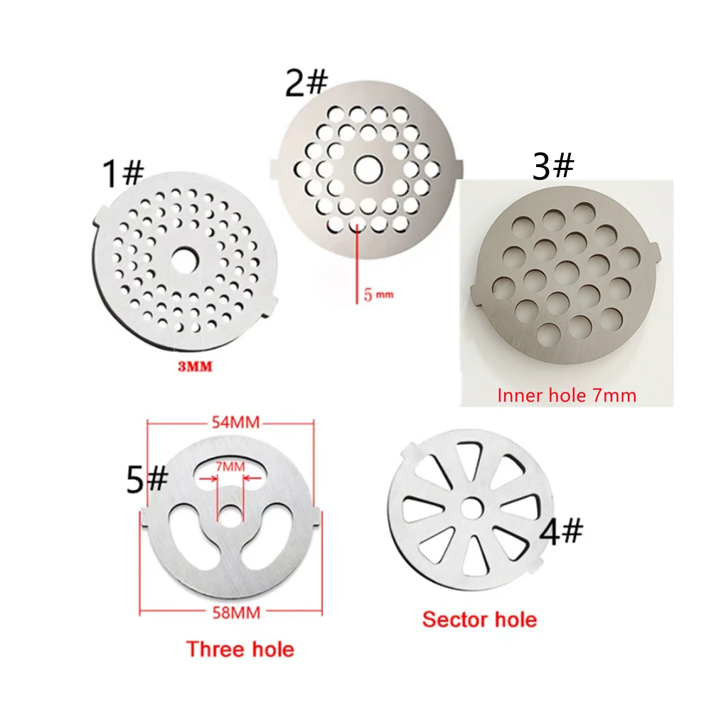 Carne In Acciaio Inox Grinder Foro Piastra Per 55 millimetri di Diametro Tritacarne Piatto a base di Carne Coltello Netto Smerigliatrice Parti