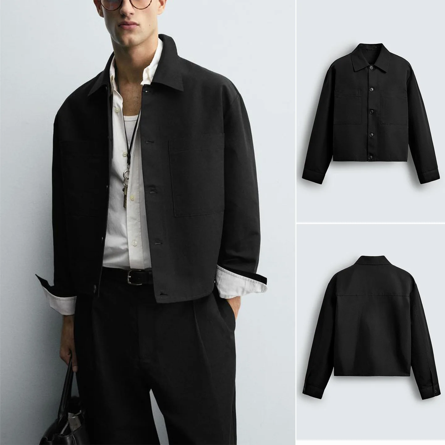 

Business Casual Loose Long Sleeve Shirt Coat Autumn New Style Men's Fashion Polyester Fiber Deformable Regular Thickness