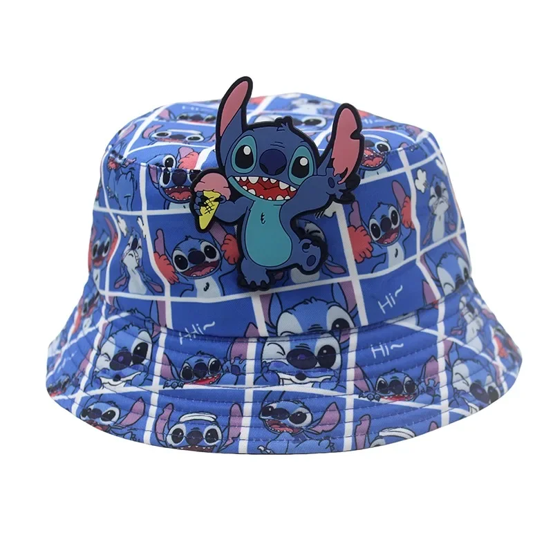 Children's Lilo & Stitch New Cartoon Fisherman Hat Disney Summer Versatile Sunscreen and Shade Printed Hat for Men and Women