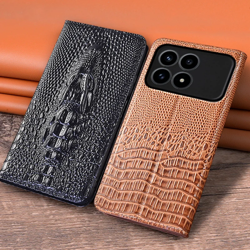 

Для XIAOMI POCO F8 Pro Ultra 5G флип-чехол с 3D крокодиловой головой, магнитный чехол из воловьей кожи, чехлы-кошельки с карманами для карт