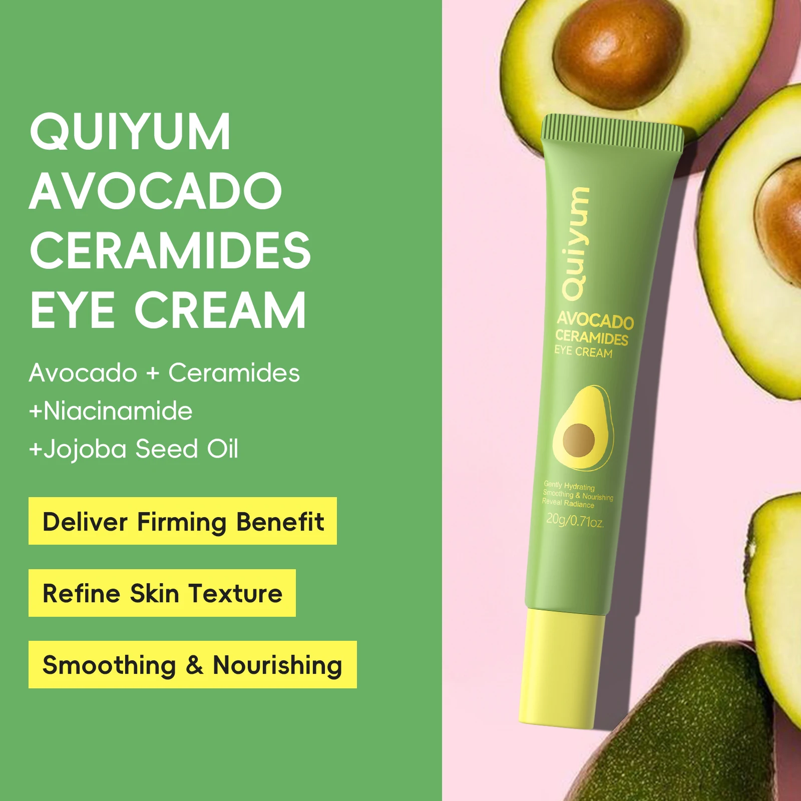 Quiyum Avocado Ceramides Eye Cream 20g Firming & Nourishing with Niacinamide & Shea Butter