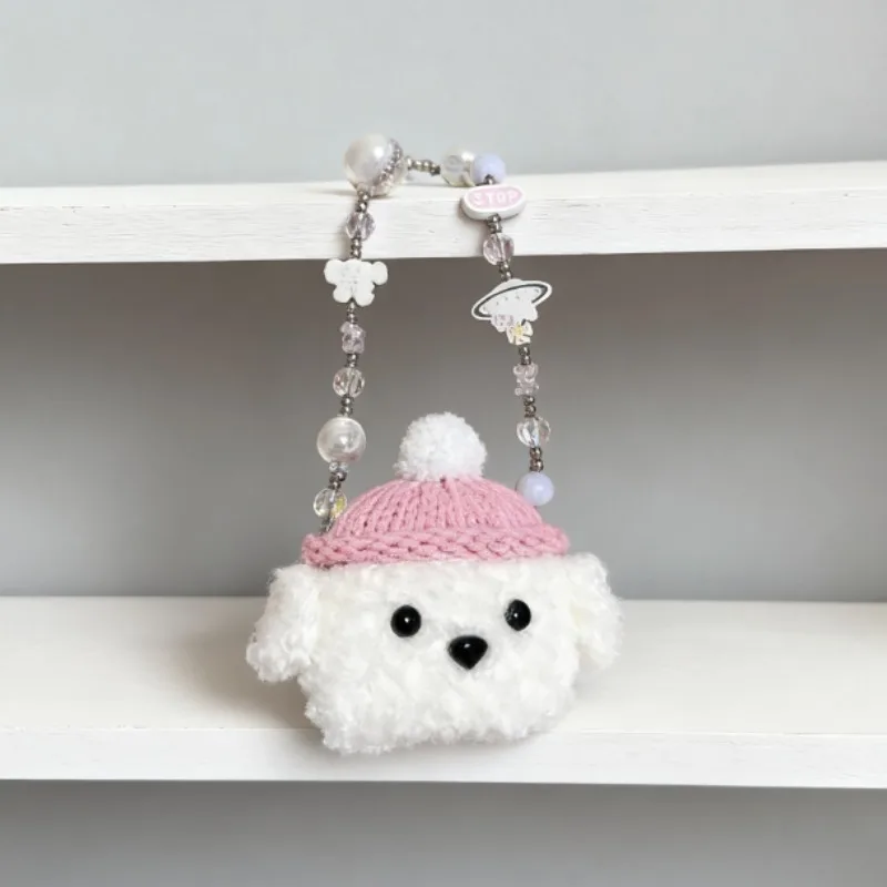 

Cute Puppy Theme Earphone Case Teddy Dog Design Handmade Knitted Plush Material Lovely Playful Soft Protective Cover for AirPods