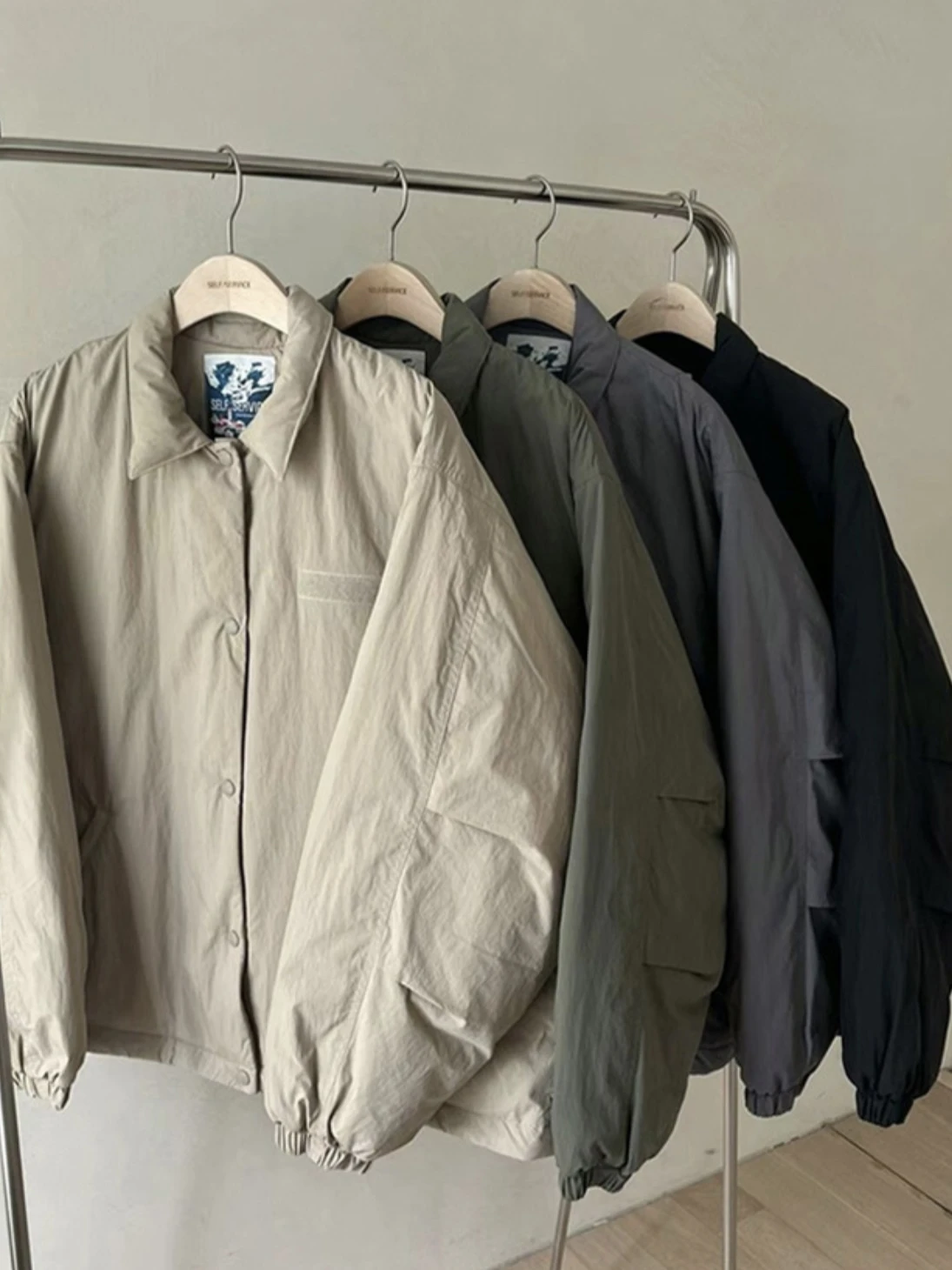 PREON 워크 가을 겨울 셀프 포 컬러 라펠 루즈 캐주얼 다운 재킷 아우터웨어 여성 패션 스트레이트 컷 긴 소매