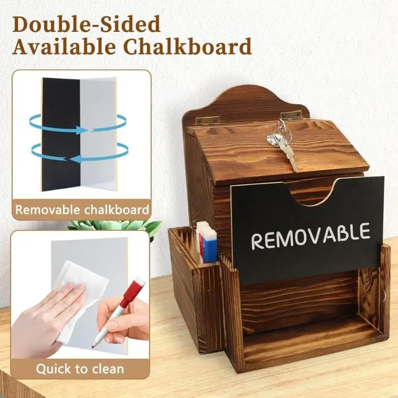   Wooden Opinion Box With 4.4 Inch Drop Slot And Detachable Writing Board