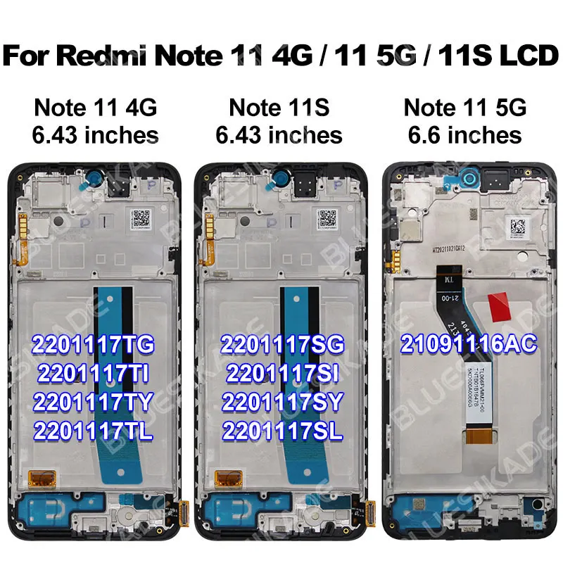 For Xiaomi Redmi Note 11 5G LCD For 21091116AC Display For Global Redmi Note 11 4G Display 2201117TL Touch Screen  Replace Parts