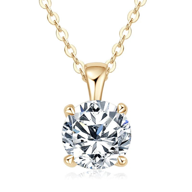 18k Gold Plated 925 Silver 1-3 Carat Solitaire Necklace 9mm 8mm D VVS1 Moissanite Pendant for Women GRA Certified Jewelry Gift