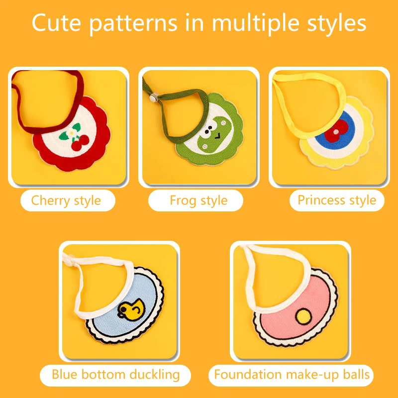 Babero de Saliva ajustable para mascotas, accesorios de dibujos animados tejidos a mano, patrón bordado dulce, suministros creativos para mascotas