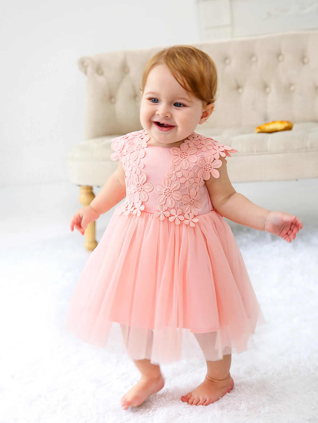 Infant Lace Dress Pink Girls Dresses 1 Year Baby Birthday 1 Years Children Party Dresses