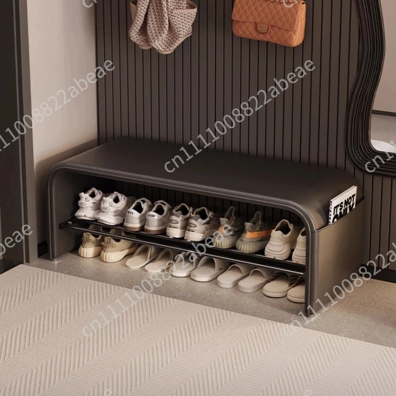 ‌Modern Entryway Bench with Shoe Storage, Upholstered Hallway Seat, Slim Bedroom Ottoman, Stylish Home Decor Accent