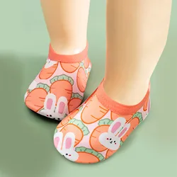 Chaussettes coordonnantes pour enfants, imprimées, pieds nus, chaussures pour bébés, respirantes, dessin animé animal, sol, garçons et filles de 14 ans, 2024