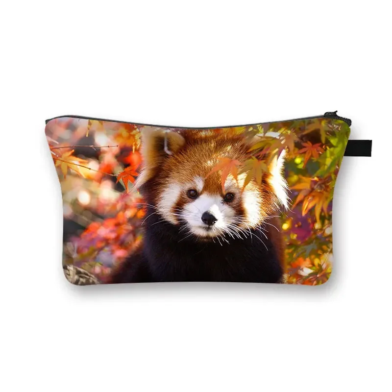 Kawaii Sloth Print Cosmetic Case Women Animal Raccoon Red Panda Makeup Bags Zipper Pouch Toiletry Bag Travel Cosmetic Bags Gift