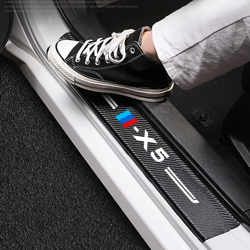 

Car Door Threshold Sill Scuff Plate Sticker for X5 Logo Carbon Fiber Trunk Edge Bumper Protective Strips Styling Decoration