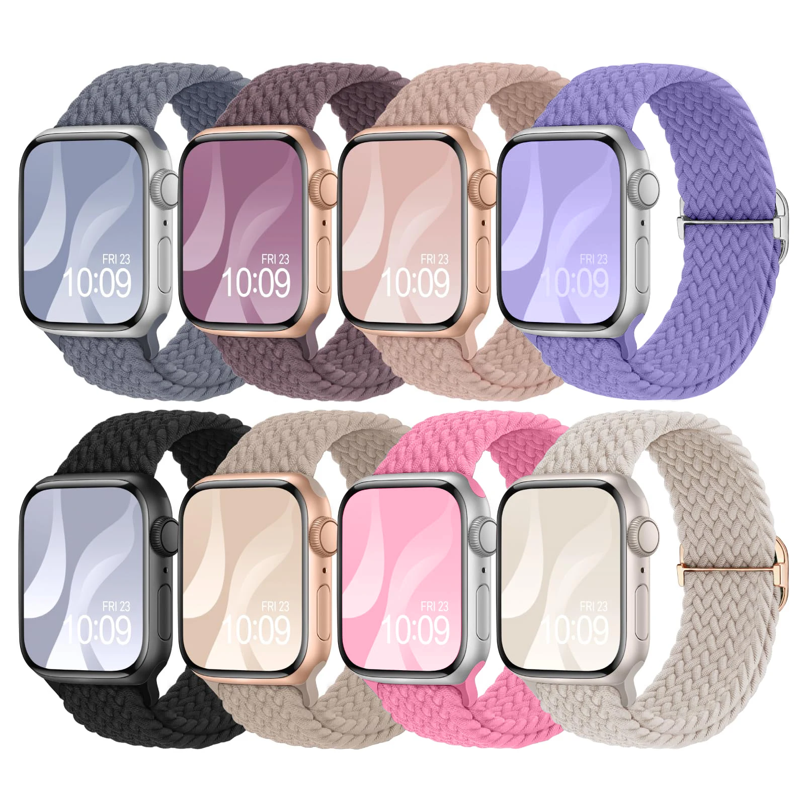 

2 шт. плетеный ремешок-петля для Apple Watch Band 42/46 мм 45/41 мм 38/40 мм 44 мм 49 мм Solo браслет iWatch series 10 9 se 8 7 6 Ultra2