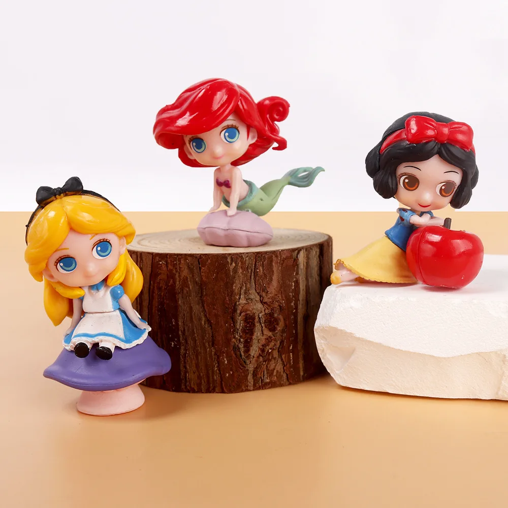 

3Pcs/Set Kawaii Anime Figure Fairy Tale Princess Snow White Cinderella Vinyl Bell Ariel Action Figure Doll Model Toys Gift