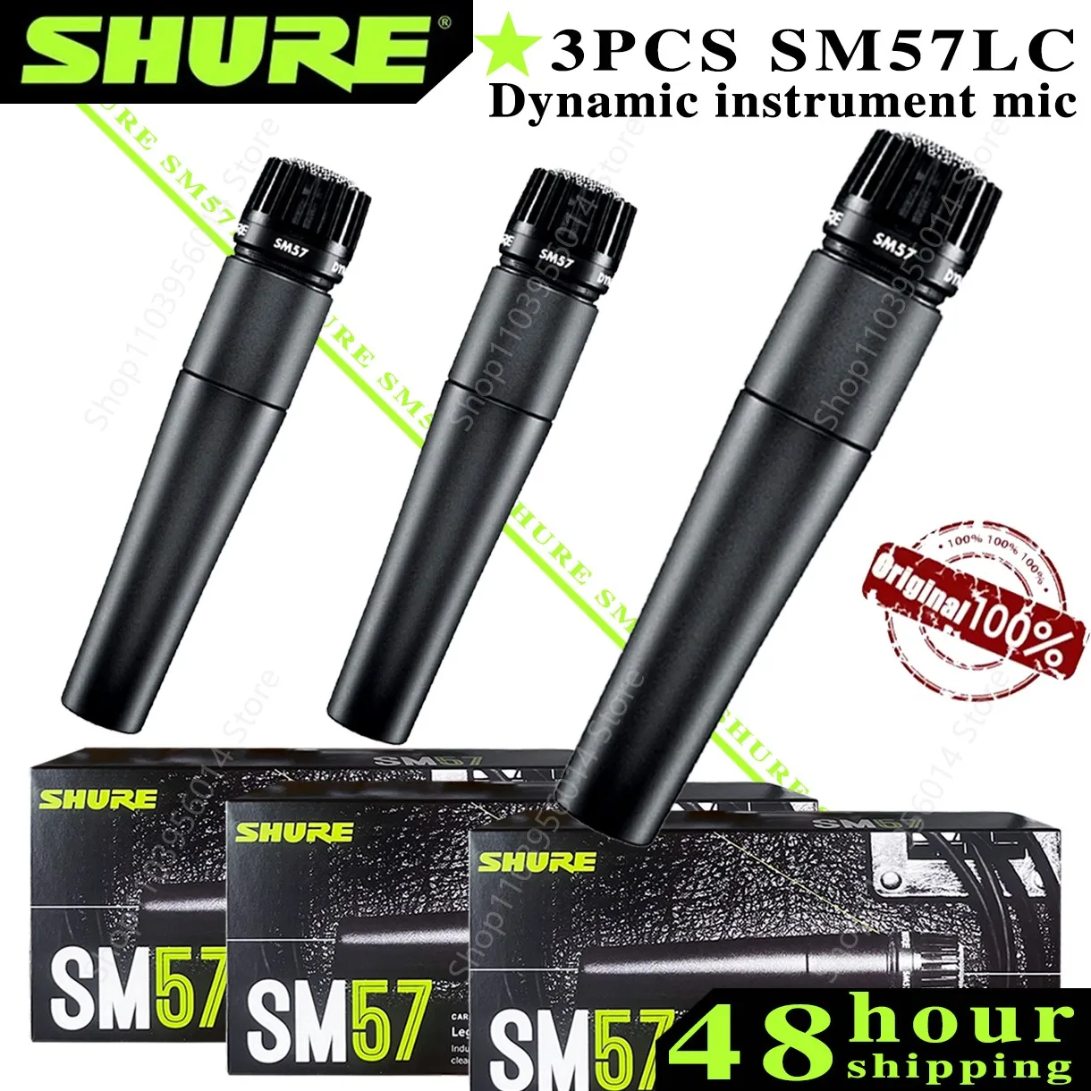 Original 3PCS Shure SM57 Instrument Microphone Cardioid Dynamic Hand Mic Stage Performance Guitar Studio Singing Home KTV Mic