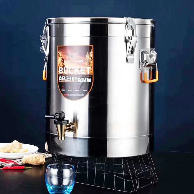 

Food Grade 304 Stainless Steel Food Barrel Water Barrel Double Wall Ice Bucket Buffet Warmer For Hotel Restaurant