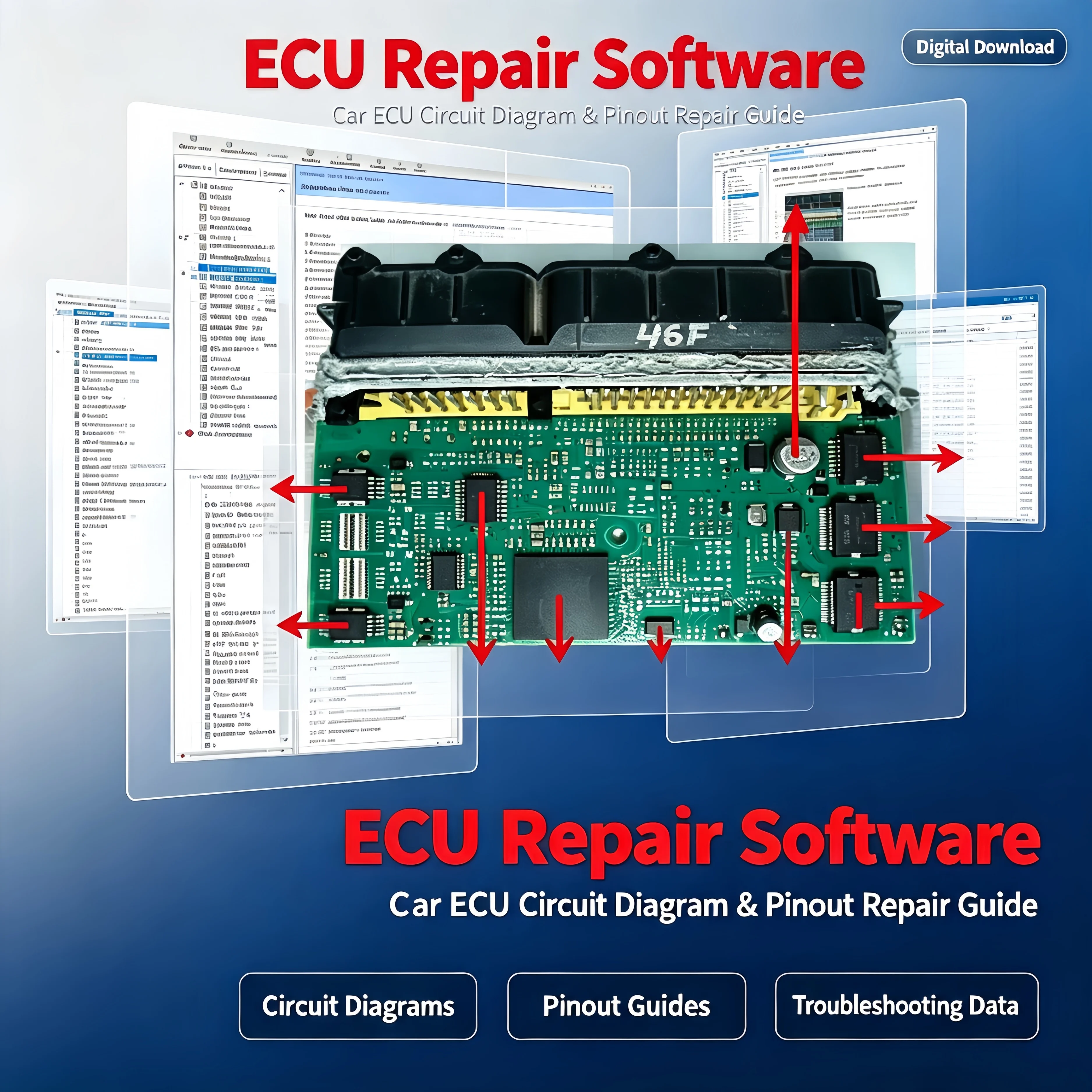 Car ECU Repair Software | ECU Components Location Pinout Tool | Troubleshooting & Immobiliser Theft Prevention Guide
