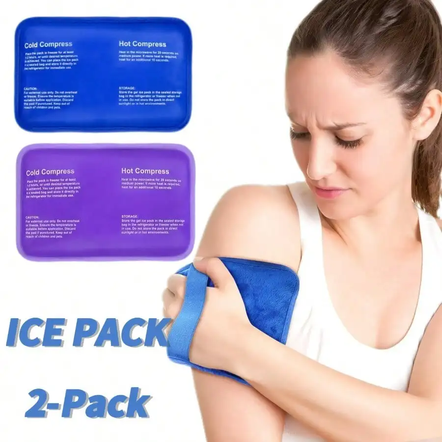 

2pcs Reusable Double-Sided Hot & Cold Compress Pack With Straps - Quick Cooling Or Heating, Easy To Secure - Portable Cold & Hot Compress For Shoulders, Knees, Back - Home, Travel, Fitness Essential
