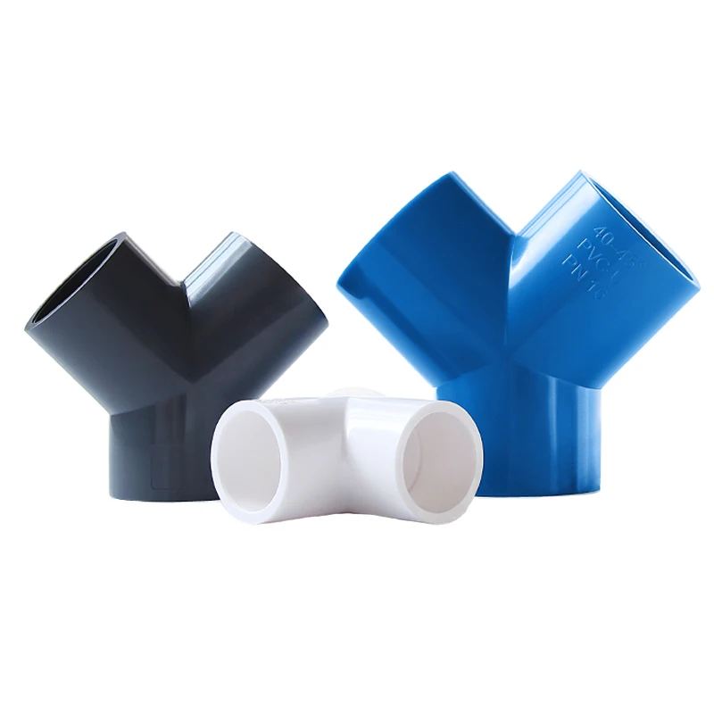 Picture 5: 20/25/32/40~63mm White/Blue/Grey PVC Y 3-Way Connector Garden Irrigation AquariumTee Joints Aquarium Shaped Water Pipe Connector