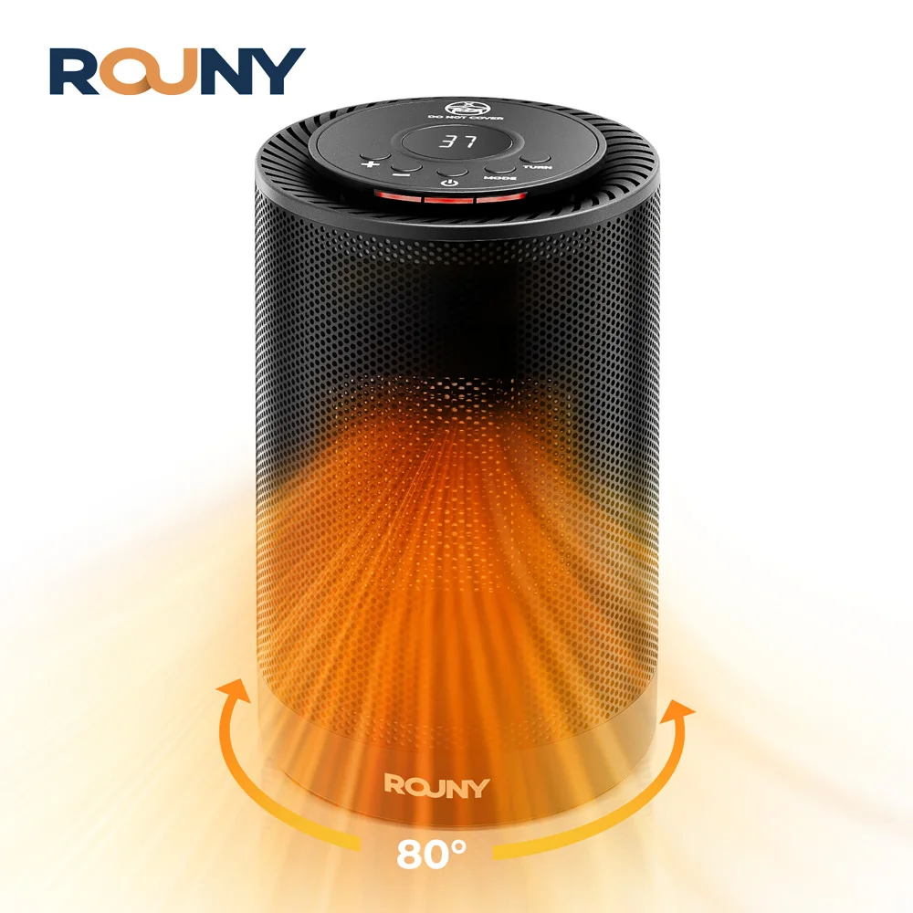 Draagbare elektrische ruimteverwarmer, 80 ° Oscillerende, 1200 W PTC keramische verwarmingsventilator voor slaapkamer, kantoor, binnenverwarming, desktop