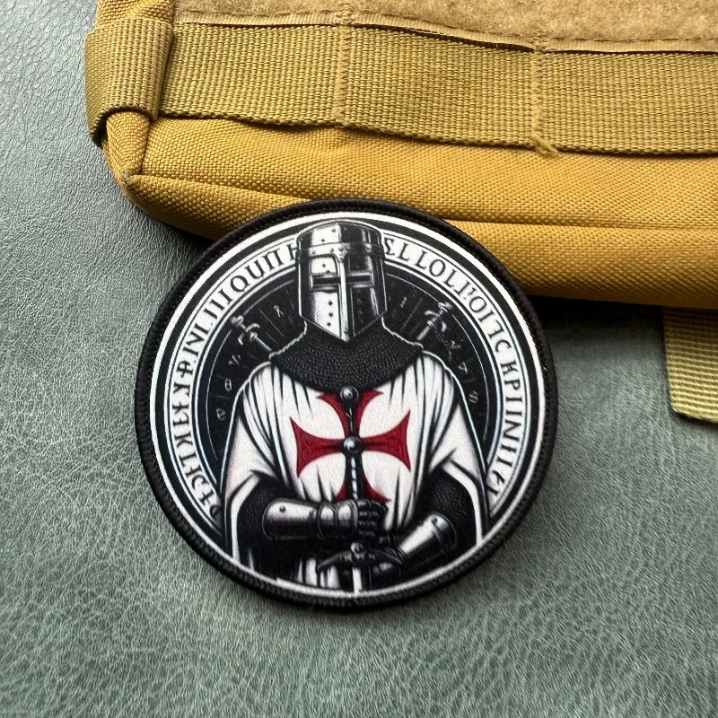 Knights Templar Cross Tactical Patch Hook & Loop Printed Badge for Backpack Vest Clothing