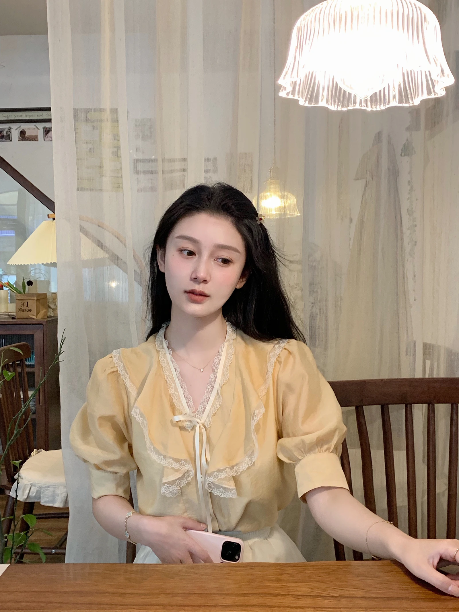 

Женский льняной комплект Peacola: топ с короткими рукавами-фонариками и V-образным вырезом, однотонный, для повседневной носки, летний, модный