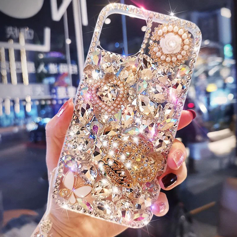 Luxury Glitter Pearl Love Crown Cover Case For iPhone 17 ProMax Air 16 E 15 Plus 14 Pro 13 MINI 12 11 X XR XS Max 7 8 Plus Case