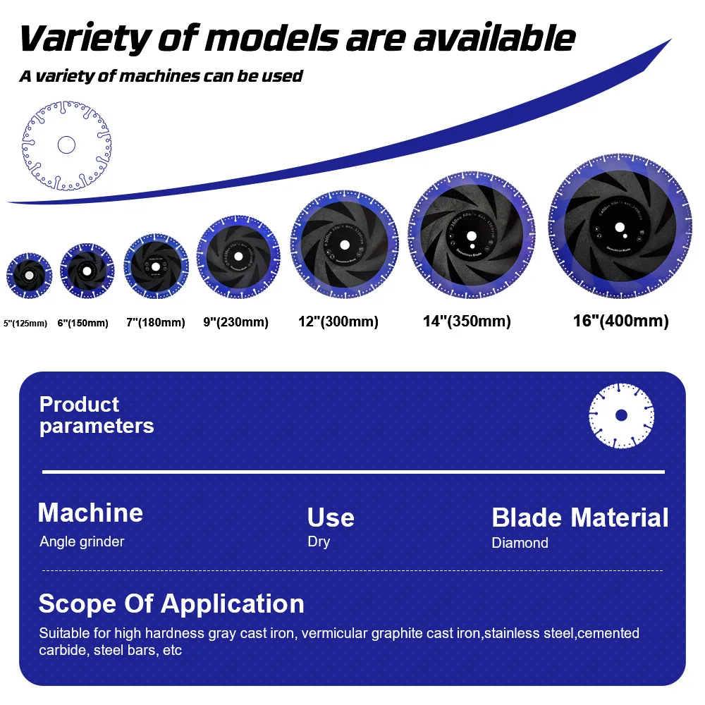 D115mm-400mm Vacuum Brazed Diamond Saw Blade Meta Cutting Diamond Blade for Metal Rebar Steel Iron Cutting Wheel