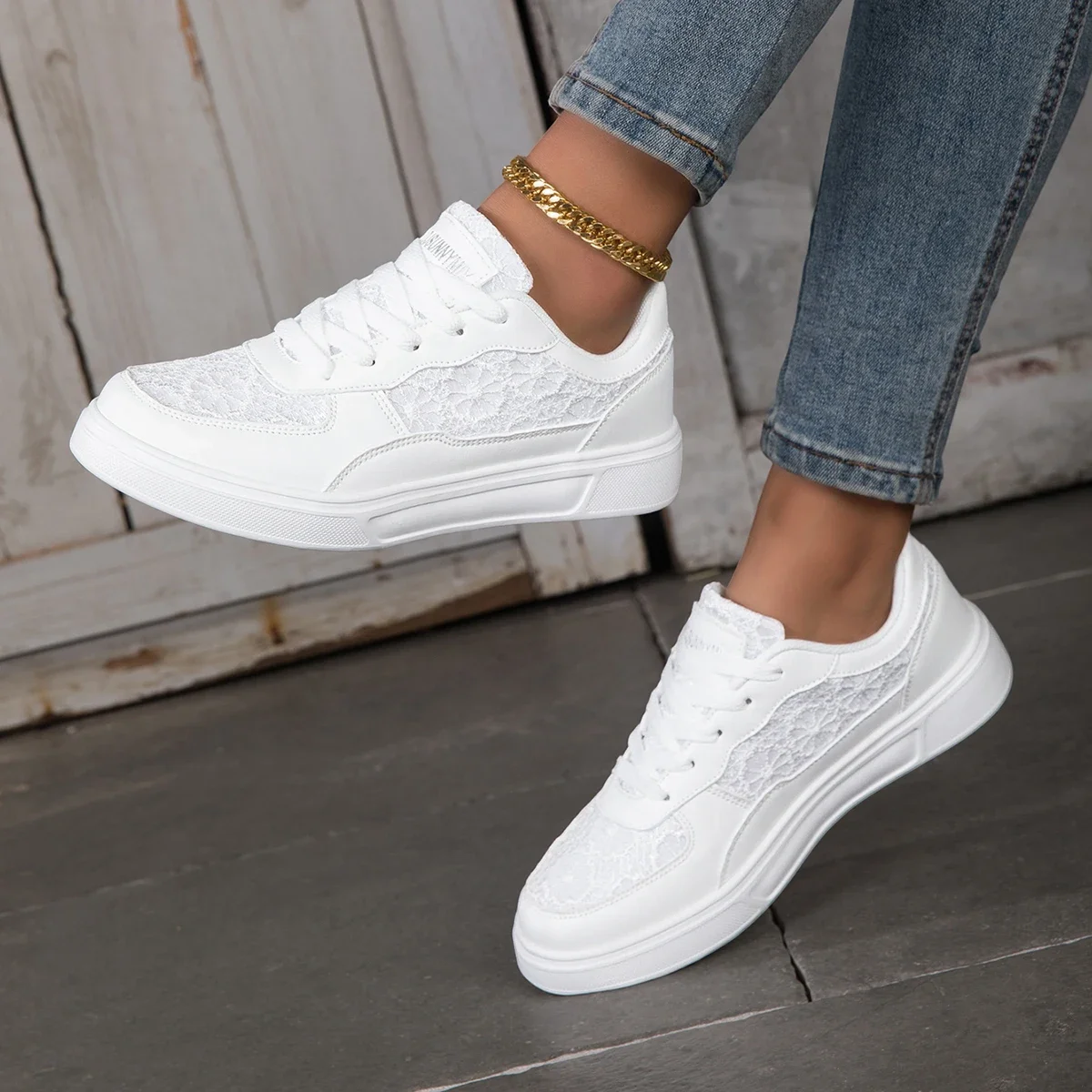 

DJSUNNYMIX Women Shoes Glitter Decor Flower Pattern Platform Flats Sneakers Non Slip Casual Shoes Summer Footwear Zapatillas