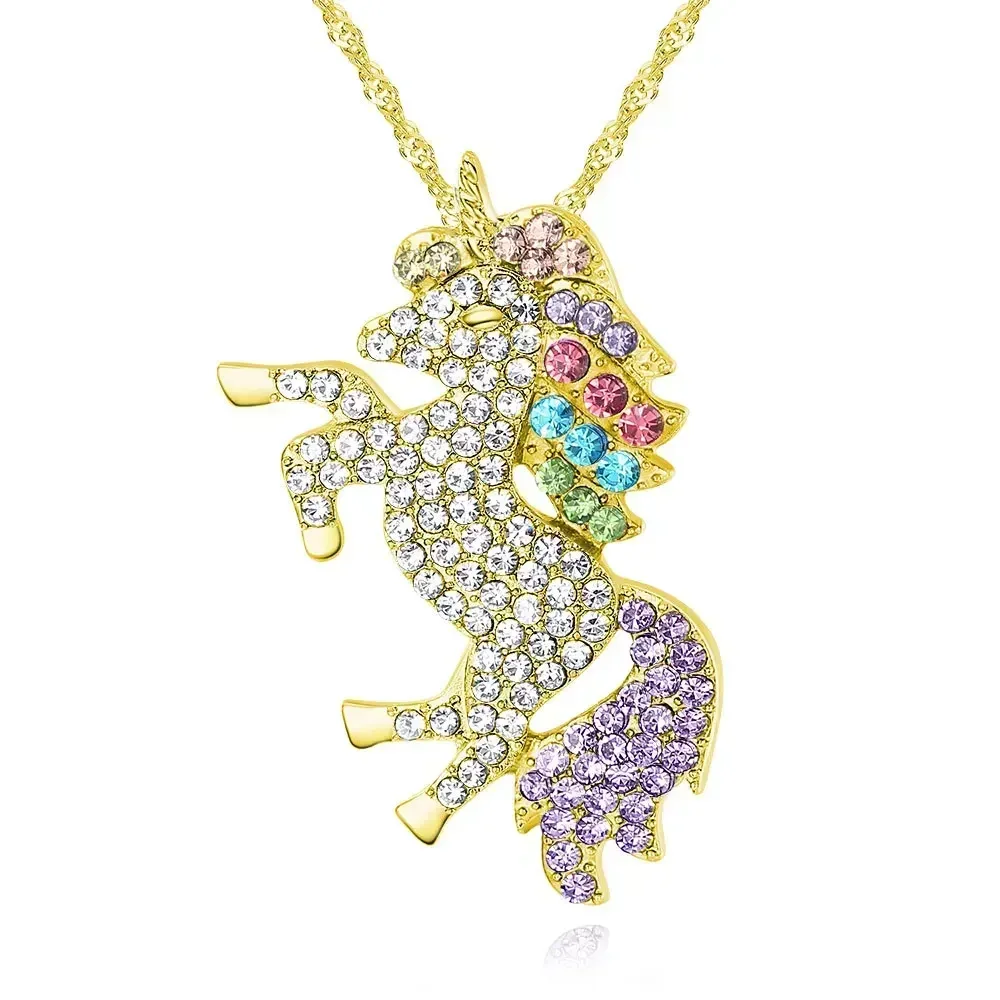 Novo cristal de swarovsks céu cavalo colar micro incrustação unicórnio pingente feminino jóias finas para festa como presentes bonitos