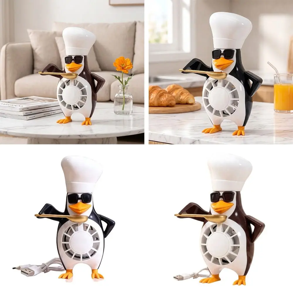 Kreatives Design Tanzender Pinguin-Ventilator Mini-Größe Pinguin-Tischventilator Eleganter Tragbarer Niedlicher Pinguin-Ventilator für 5W/500mAh