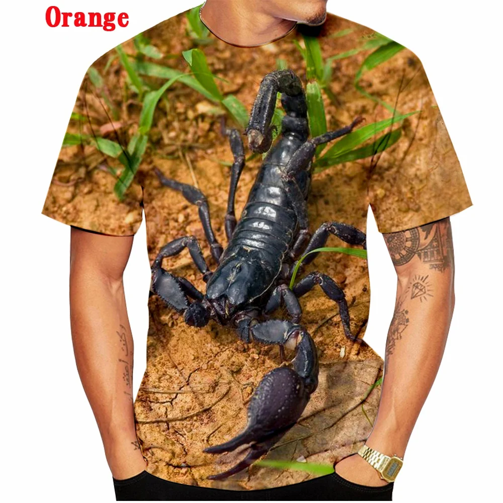 2022 Men's Fashion Tops Summer 3D Printed Scorpion Short Sleeve T-Shirt Hip Hop Streetwear Tee