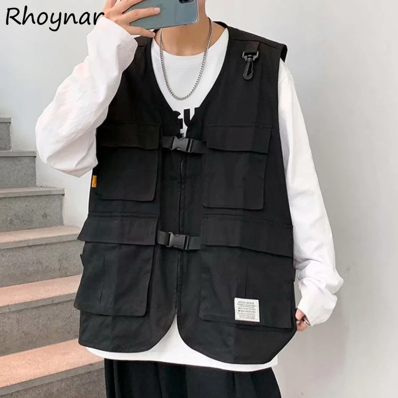 Vests Women Spring Korean Fashion Couples Unisex Thin Cool Casual All-match Daily Solid High Street Hip-hop Prevalent College