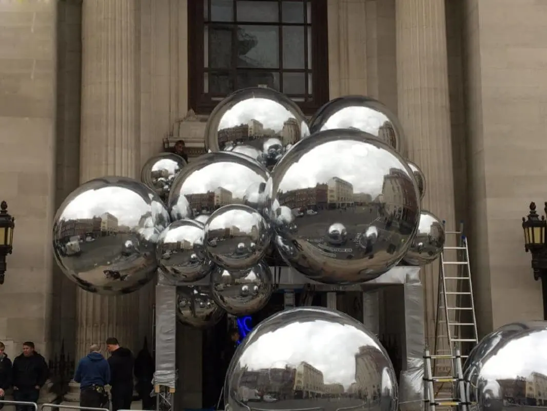 Inflatable Mirror Ball Ceiling Hanging Silver Disco Sphere,80cm-6 pcs+ 60cm-10 pcs+ 50cm-6pcs