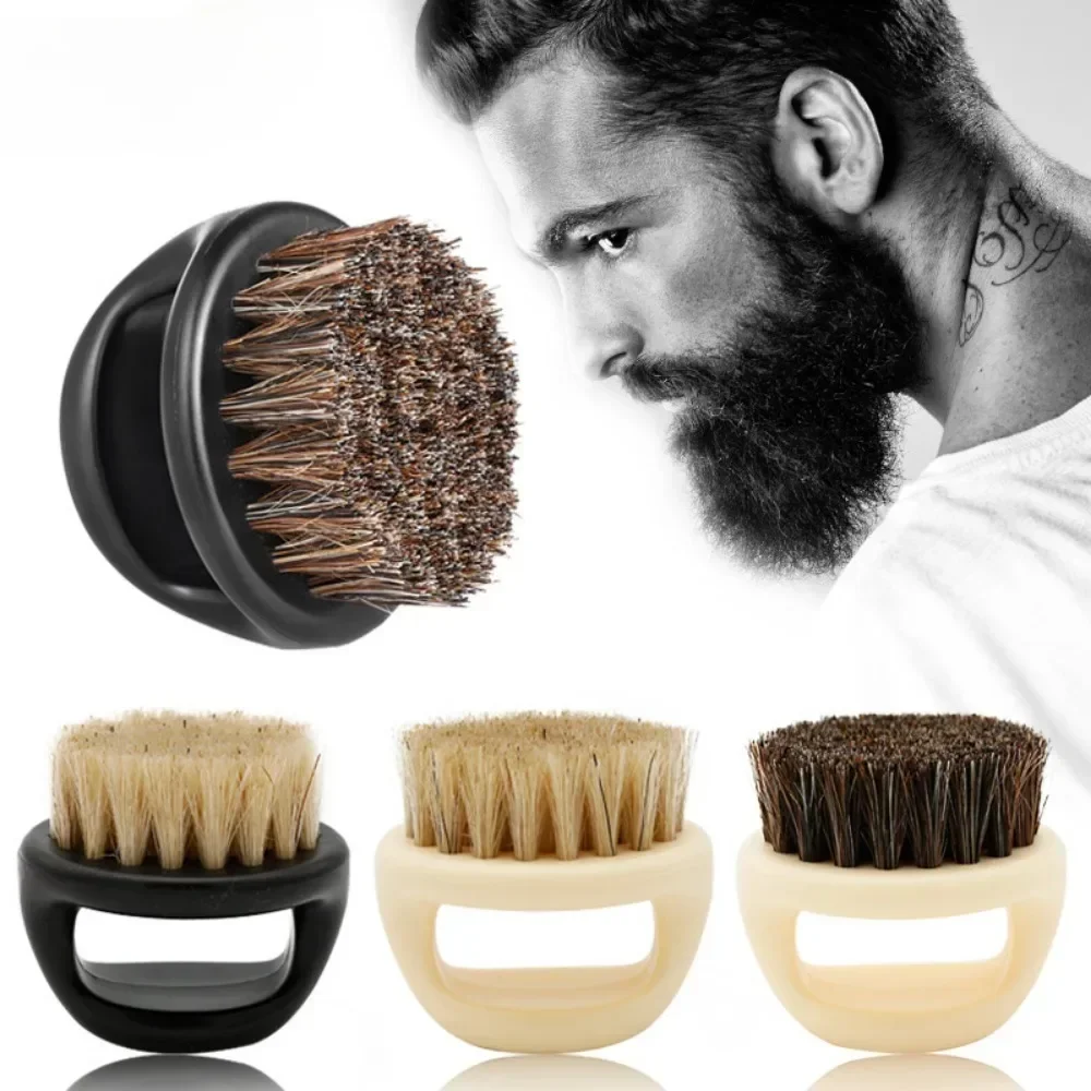 1Pc Ring Design Men's Beard Brush Horse Bristle Men Shaving Brush Portable Barber Beard Brushes Salon Face Cleaning Razor Brush