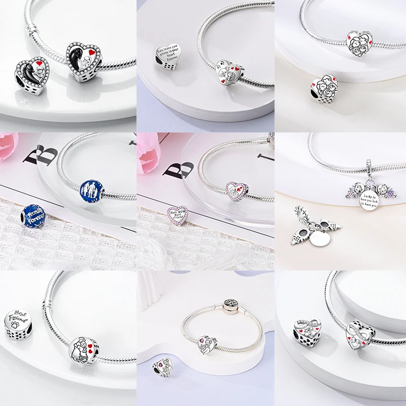 2026 Neuer 925 Sterling Silber Schleifen-Charm Herz Keltischer Knoten Perlen-Anhänger Passend für Europäische Armbänder DIY Damen Schmuck Geschenk – Detail 4