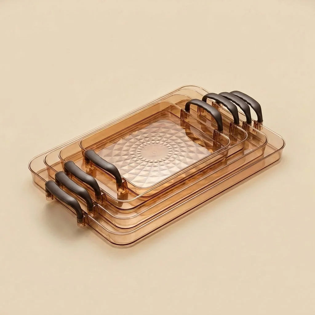 Doorzichtige plastic badkamerbak met handgrepen, aanrechtblad make-up organizer, cosmetica opbergbak, parfumbak, badkameraccessoires