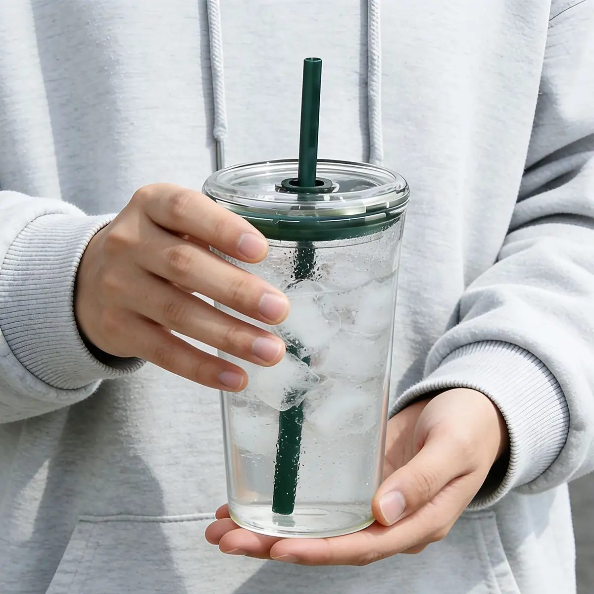 New Large Capacity Glass Straw Tumbler With Lid For Lady Milk Tea Iced Americano Cold Juice Home Afternoon Tea Table Decor Gift