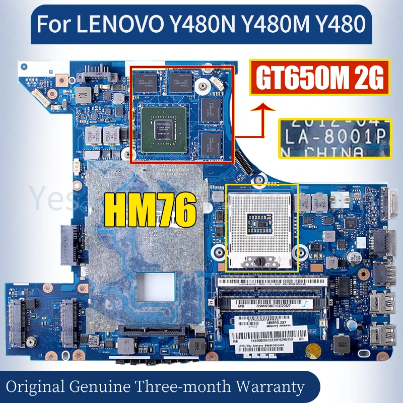 

LA-8001P For LENOVO Y480N Y480M Y480 Laptop Mainboard 90000432 SLJ8E N13P-GT-A2 HM76 GT650M 2G Notebook Motherboard 100％ Tested