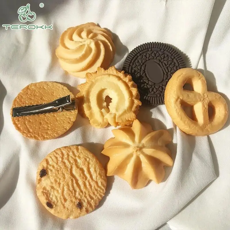 New Creative Girls Cute Biscuit Hairpin Simple Cookie Shape Side Top Hair Clip Headdress Hair Ornament Fashion Hair Accessories