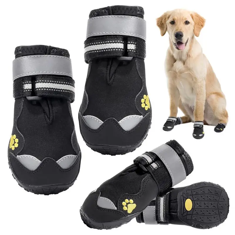 Dog Boots 4pcs Indoor Hardfloors Anti Slip Sole Dog Boots Waterproof Dog Booties For Large Dogs Medium Dog Winter Snowy Day