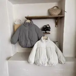 Autumn and Winter Solid Top Boys and Girls Light Cotton-padded Jacket Children's Cotton Jacket Autumn Warm Coat Fashion Baby